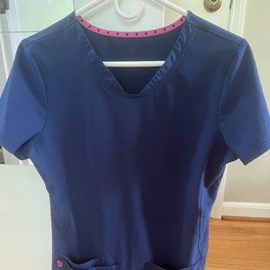 HeartandSoul Women's Small Scrub Top in Navy with Pink Details
